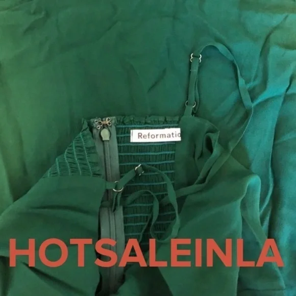 Reformation Emersyn Dress in Emerald *NEW* - Picture 6 of 6